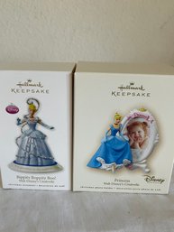 Lot Of 2 - Disney Hallmark Ornaments Cinderella