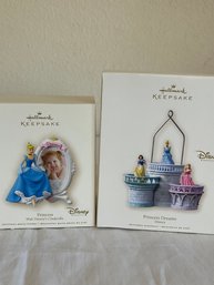 Lot Of 2 - Disney Hallmark Ornaments 'Princess Dreams' And 'Princess Cinderella'