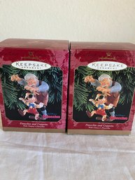 Lot Of 2 - Disney Hallmark Ornaments 'Pinocchio And Geppetto'