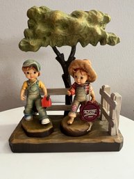 RARE Wooden Carved ANRI 'Dad's Helper' & 'Apple Of My Eye' Club Collectible Set