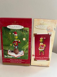 Lot Of 2 - Dr. Seuss's The Grinch Hallmark Ornaments NIB