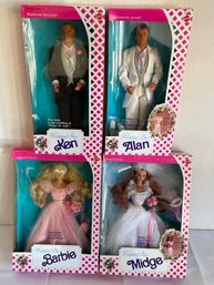 Vintage Wedding Day Barbie, Midge, Alan & Ken Dolls 1990