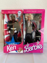 Vintage Army Barbie & African American Marine Corps Ken