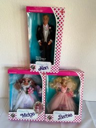 Vintage Wedding Day Barbie, Ken & Midge 1990