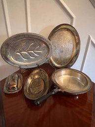 Silver Plate Trays And Bowls