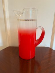 Blendo Red Pitcher With Gold Trim 1960s