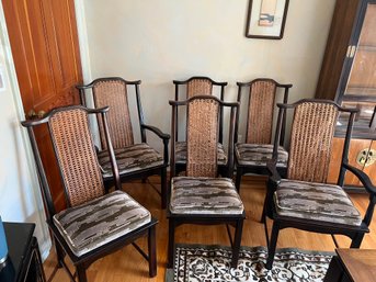 6 Cane Back Asian Style Chairs