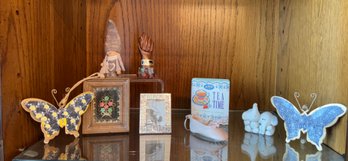 Littles: Brazilian Figa Sculpture, Gnome, Beaded Flower Frame, Metal Butterflies, Elephants And More