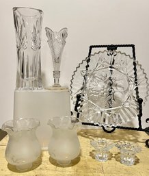 Cut Glass/crystal: Vases, Platters, Candle Holders And Light Covers