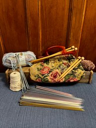 Yarn, Sewing Needles, And Carrying Bag