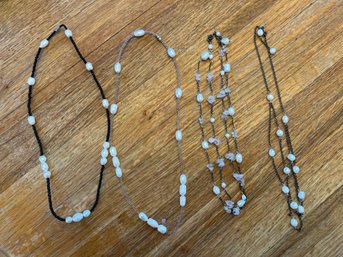 2 Sterling Silver And Pearl Necklaces  And 2 Beaded Pearl Necklaces