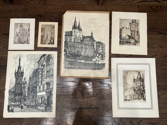 6-pieces Prague By Helmut Krommer: Certovka, Loreto, Quaint Corner, Powder Tower,jindrisska, & Emaus Monastery