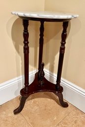 Marble Top And Wood Pedestal Stand