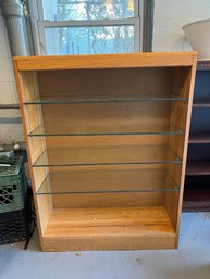 Oak Book Shelf With Adjustable Glass Shelves