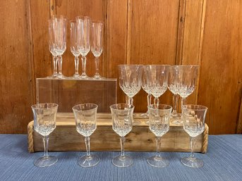 Crystal Champagne Glasses, Water Goblets And Wine Glasses