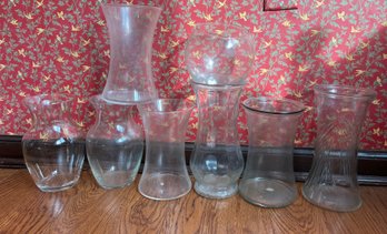 8-Clear Glass Vases