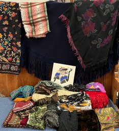 Big Lot Of Scarves, Silk, Wool, Cotton And Nordstroms Scarf Book