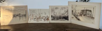 4- Art Pieces Krommer: Waterloo, Industrial Landscape, 2 Waterloo Bridge