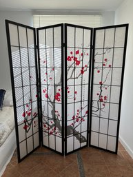 Home Decorators Collection 4 Panel Cherry Blossom Design Room Divider, 4-Panel, Black