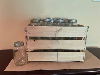 Crate Of Mason Jars And Box Of Lids With Bands (3)