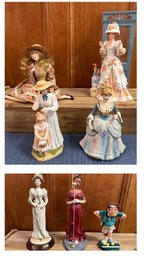 8-Vintage Porcelain Figures: HOMCO,  Avon 1993, Porcelain Sitting Figure And Victorian Lady