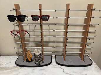 Two Glasses Display Units Plus Glasses And Holders / Accessories As Seen