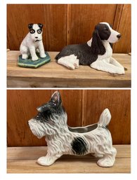Ceramic Hand Painted Scottish Terrier, Planter  And Sandicast Springer Spaniel