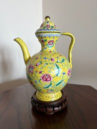 Yellow Enamel Cloisonne Chinese Tea Pot