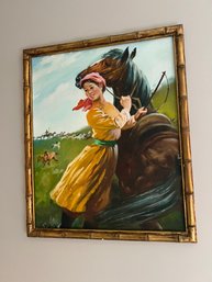 Signed Painting Of Girl With Horse