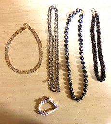 4- Costume Jewelry Necklaces And 1 Bracelet