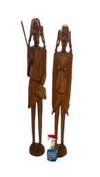 2-Tall African Wood Statues