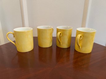 4- Yellow Limoges France Porcelain J Seignolles Eclipse Cups