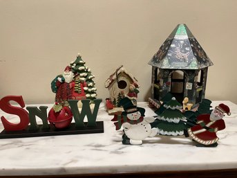 5 Christmas Items (one A 3 Candle Holder)