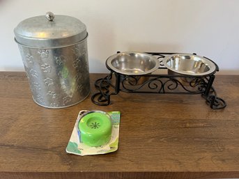 Dog Lot: Bowls, Treat Container And Bully Grip