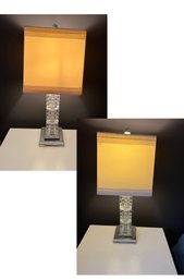 2-glass Lamps With Beautiful Square Shades