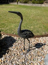 Metal Crane Garden Statue