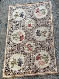 Leopard And Floral Needle Point Rug