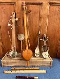 Hand Carved Instruments: Thai Alto Fiddle, Ravanahatha Folk, Balkan Gusle, Shepards Flute, European Flute,