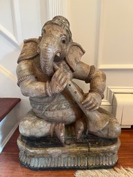 Wooden Hand Carved Lord Ganesha Statue
