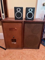 M-Audio Studio Pro 3 Speakers, And 2 Brown 10 Watt Speakers