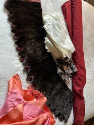 Pieces Of Fabric, Fur, And Roll Of Fabric