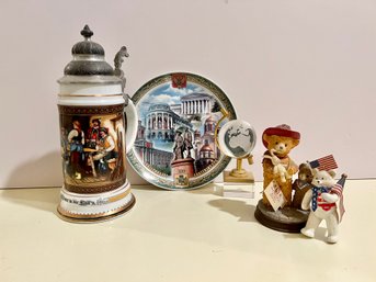 Beer Stein, Bainbridge Bears: Chester And Benjamin, Bear Ornament, Planeta Decor Plate And Globe Paperweight