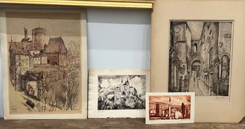 4 Pieces By Helmut Krommer: Tabor, Sarjevo, Kloster Melk, And Split