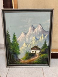 Painted Mountain Scene Signed Arao