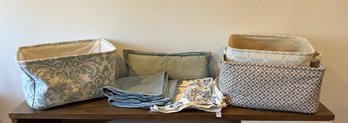 3 Fabric Storage Bins, Ralph Lauren Throw Pillow Covers And Craft Home