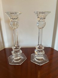 2- Brook Glass Candle Holders