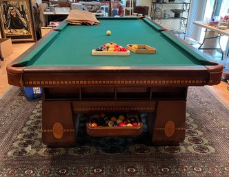 V. Loria Art Deco Pool Table, Pool Sticks, Counter, Cover And More