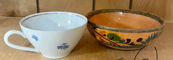 Stoneware Pottery And Ba Aria Porcelain Tea Cup (no Saucer)