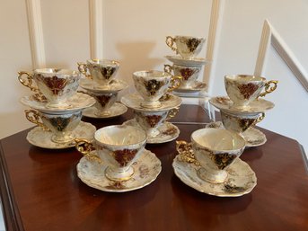 12-Royal Sealy Iridescent China Made In Japan Cups/saucers