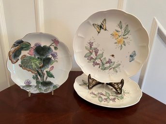 2-Lenox Butterfly Meadow And Toyo Flower Decorative Plate